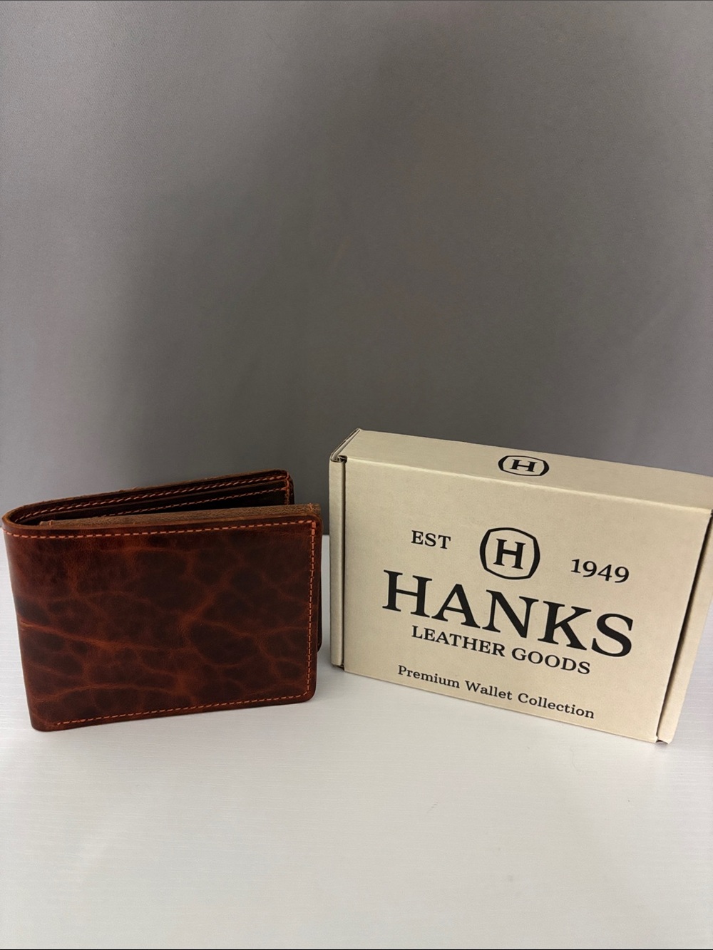 Hanks Leather Goods Powell Bison Bifold with ID Window Fold Over Wallet
